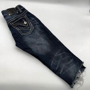 WOMENS RED RIVET SIZE 3 WAIST 29 DECORATED BACK POCKETS BLUE DENIM JEANS